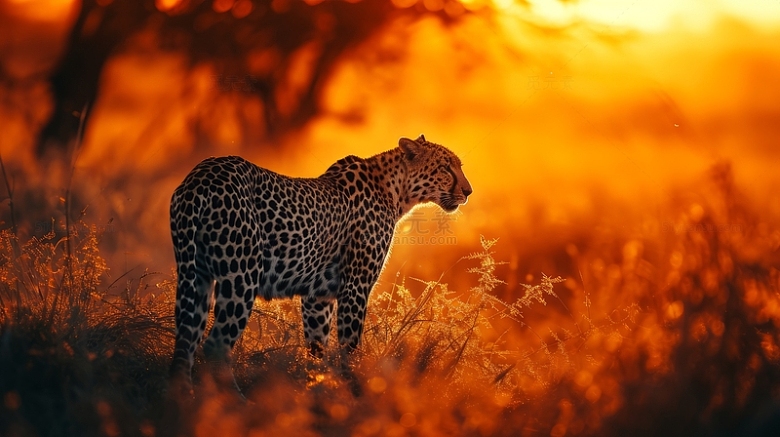 夕阳下的猎豹