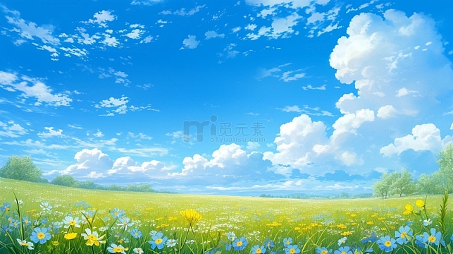 唯美手绘风春天户外背景