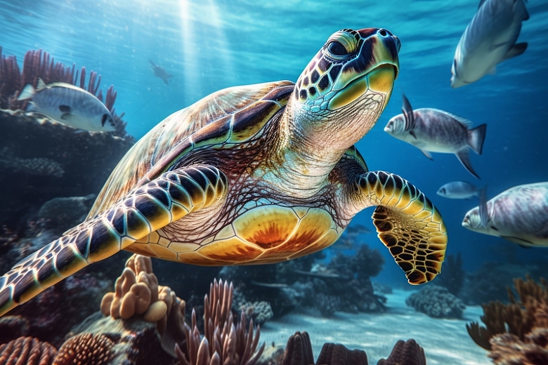 海洋水中海龟动物