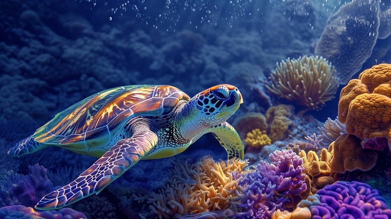 海龟海洋水中动物摄影