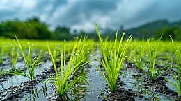 春天禾苗耕种田地生长唯美