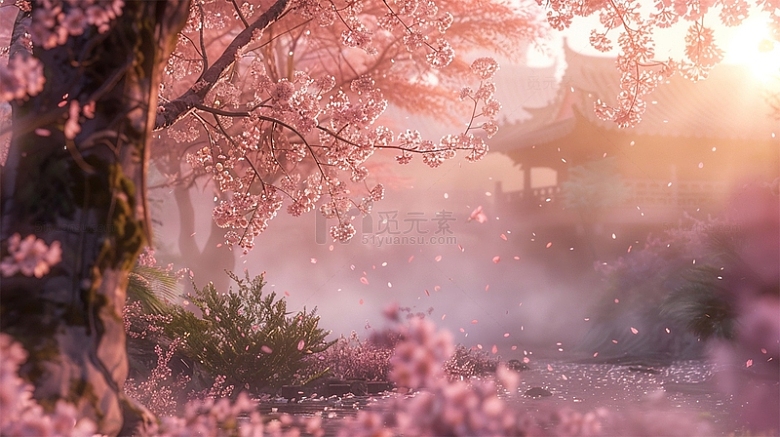 春天樱花粉色唯美场景