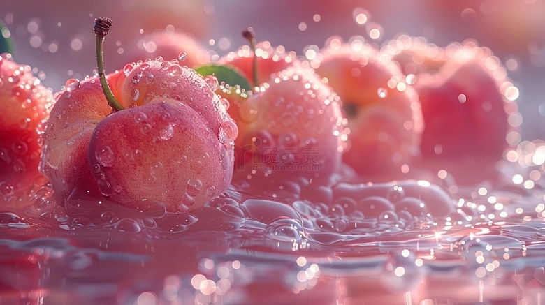 新鲜水果水蜜桃宣传海报背景