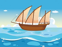 在海面上扬帆起航的帆船