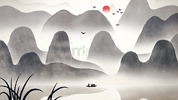 中国风水墨山水风景