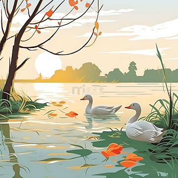 春江水暖鸭子游水背景