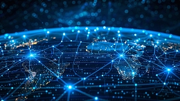 科技感网络连接覆盖地球表面背景