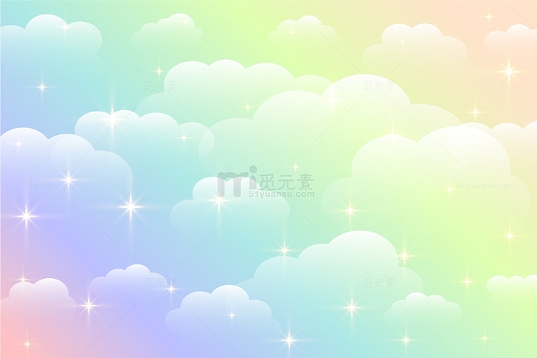 梦幻彩虹色美丽的云朵