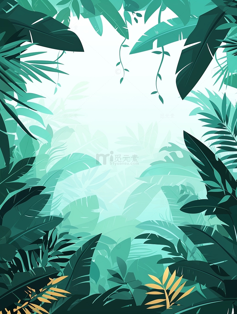 夏天树林植物插画背景