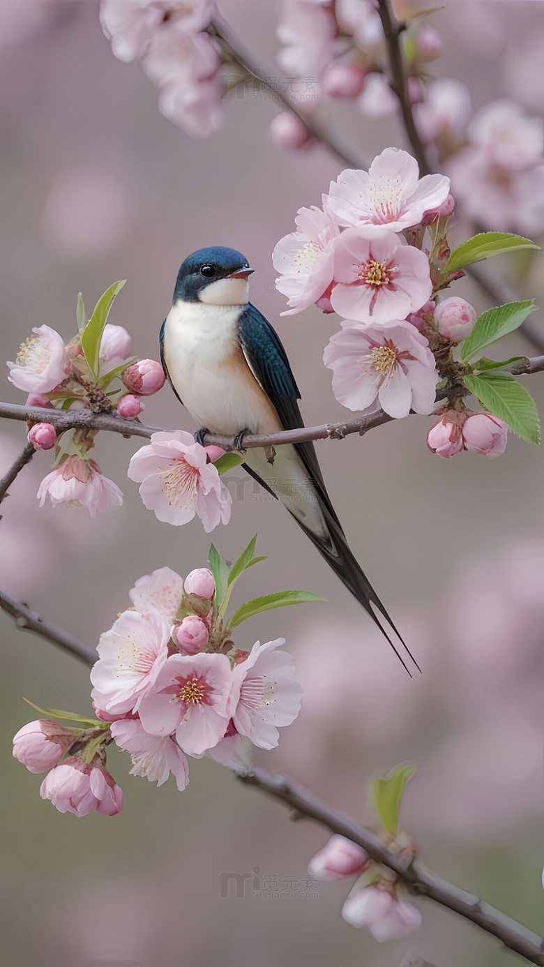 春天的桃花鸟