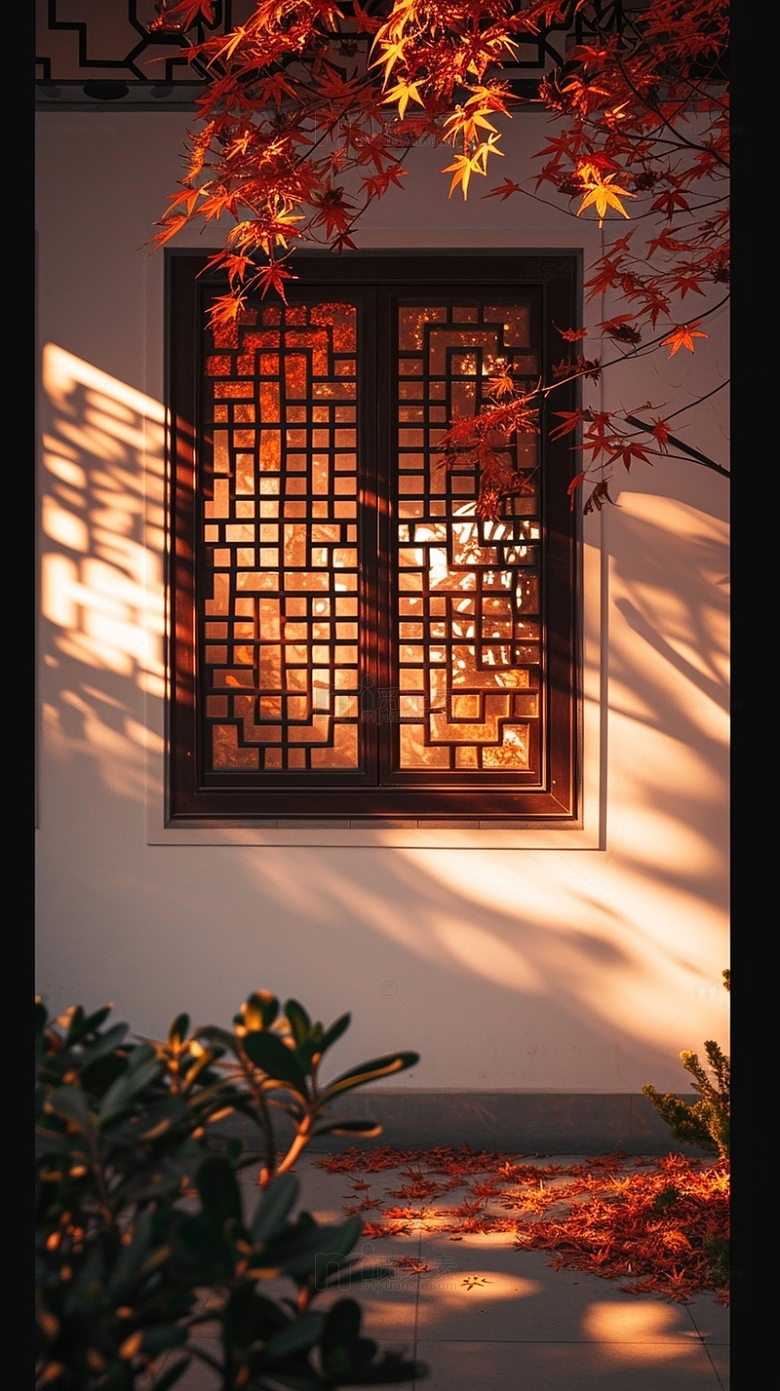 秋日光影窗户