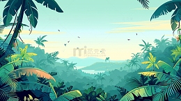 热带雨林插画背景