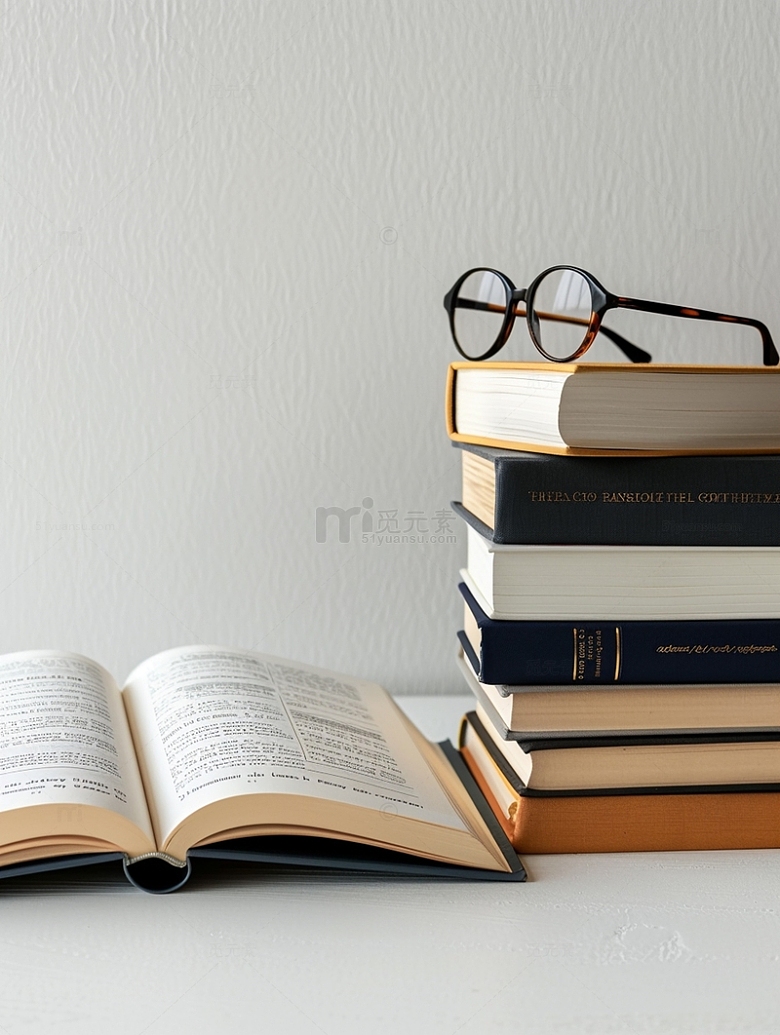 读书日书籍和眼镜
