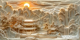 大气大理石纹理背景旭日东升