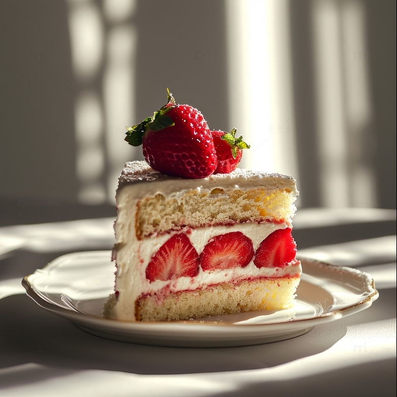 芝士草莓蛋糕甜点摄影