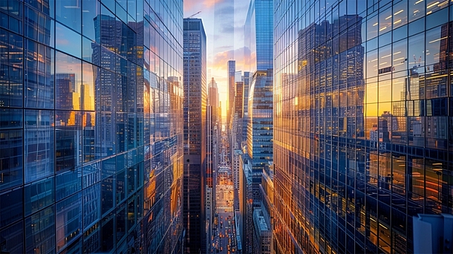 商务城市高楼建筑唯美场景