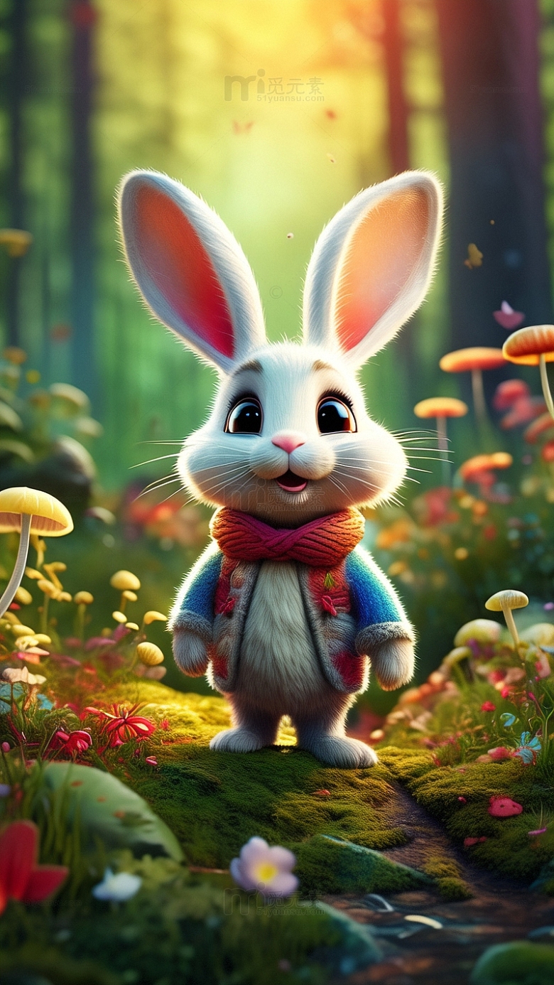 森林里的可爱小白兔