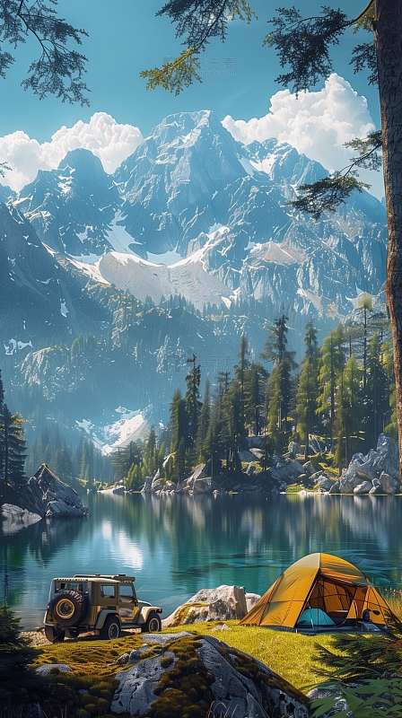 露营春游旅游背景