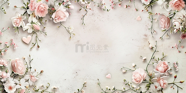 立体玫瑰花朵边框