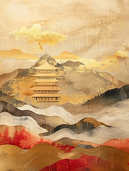 鎏金建筑背景