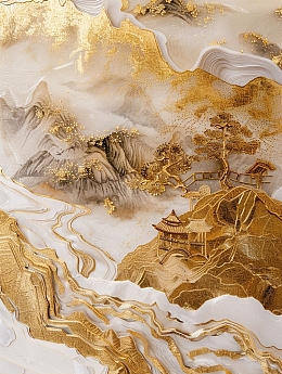 大理石纹山水画