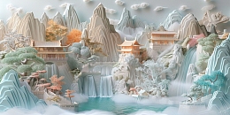 大理石纹烧瓷电视背景墙