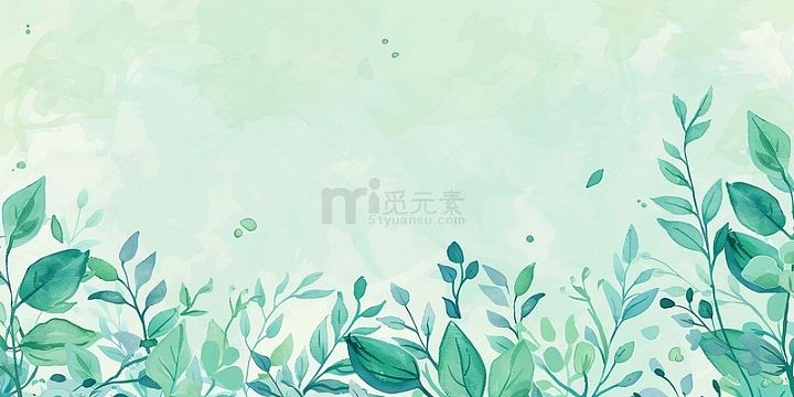 蓝绿色树叶边框