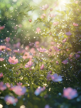 清明时节光影下花草