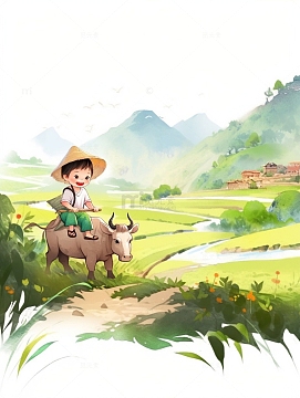 清明时节放牛的小孩