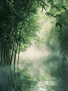 幽深迷雾竹林