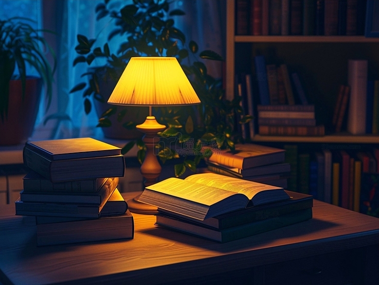 台灯和书籍背景