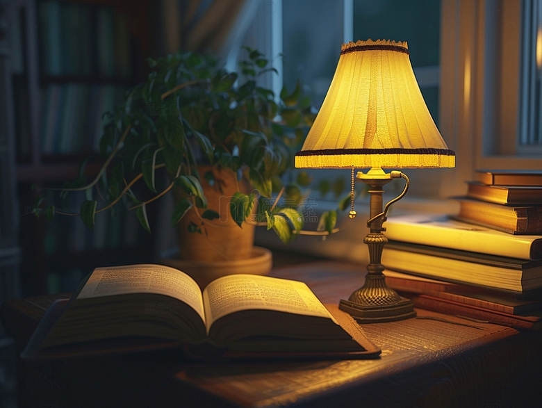 读书日书籍与台灯
