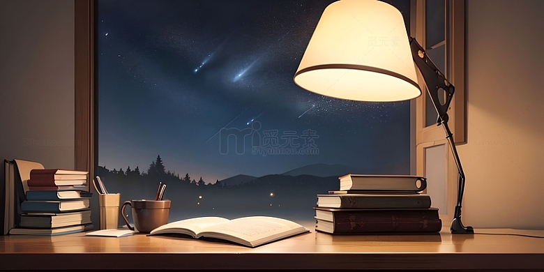世界读书日台灯与书籍摄影背景