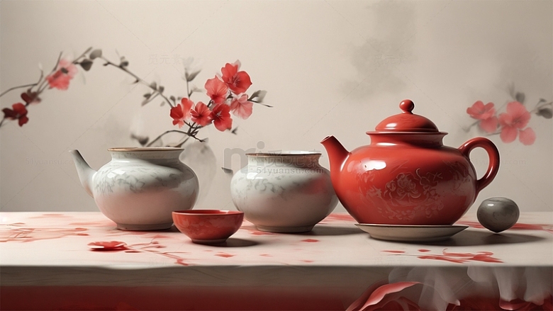 中国风中式茶壶茶杯静物