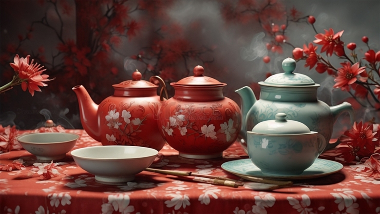 中国风中式茶壶唯美茶杯静物