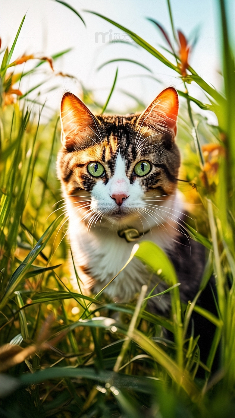 草丛里的可爱猫咪