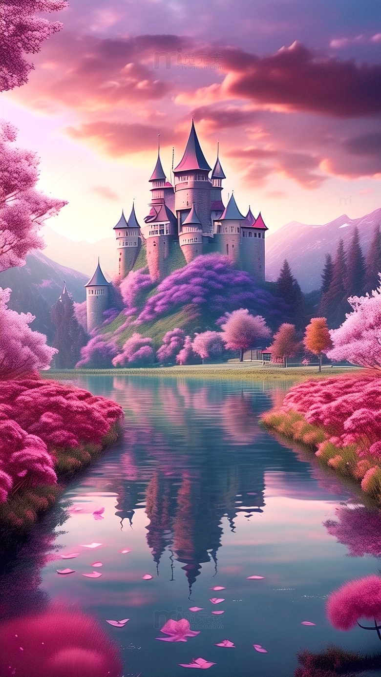 紫色梦幻城堡背景