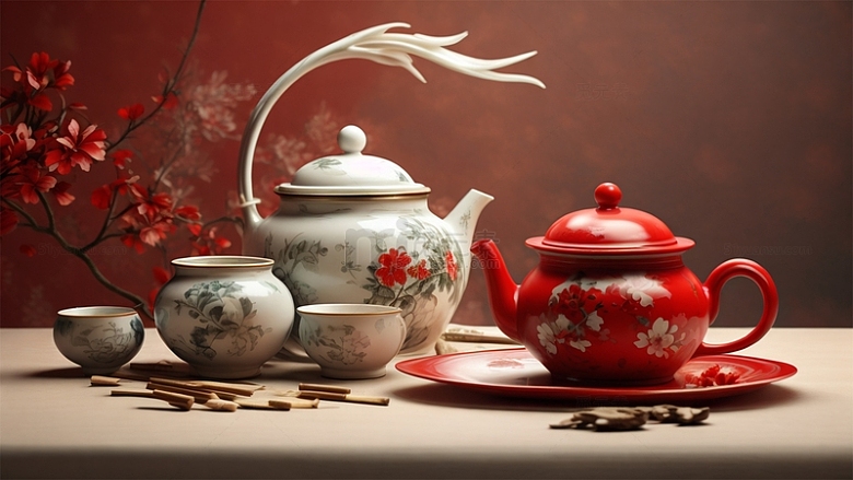 中国风中式茶壶茶杯唯美静物