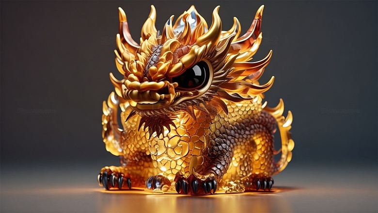 中国龙金色立体写实形象动物