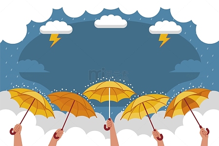 下雨天撑开的雨伞