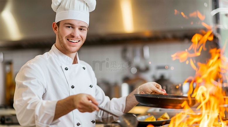 厨师职业人物微笑场景