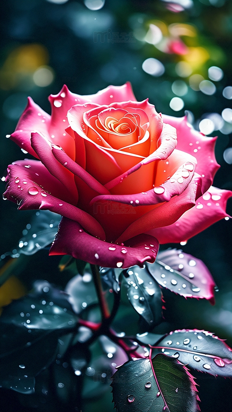 雨后娇艳的玫瑰花