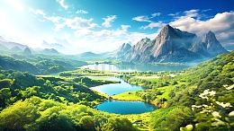 蓝天白云旅游美景