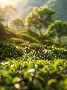 春日微缩景观采茶