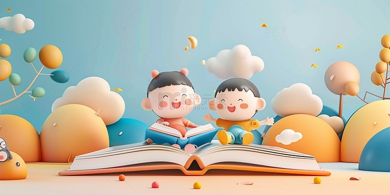 世界读书日看书的玩偶