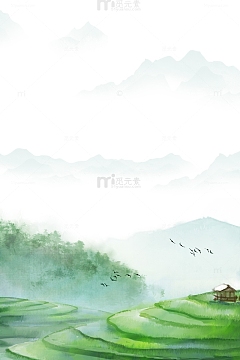 卡通彩绘山丘坡田