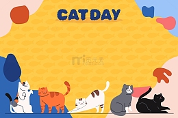 五只不同花色的宠物猫