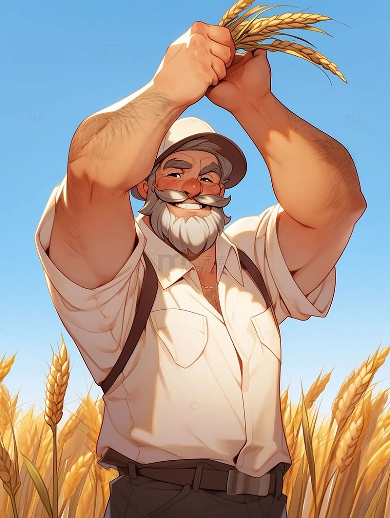 麦田的丰收的农民