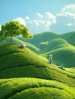 山坡绿色茶园