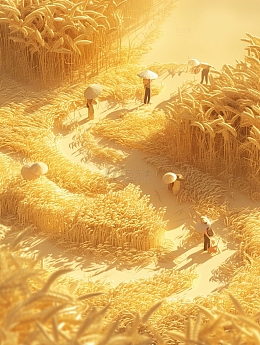 微缩景观麦田劳作